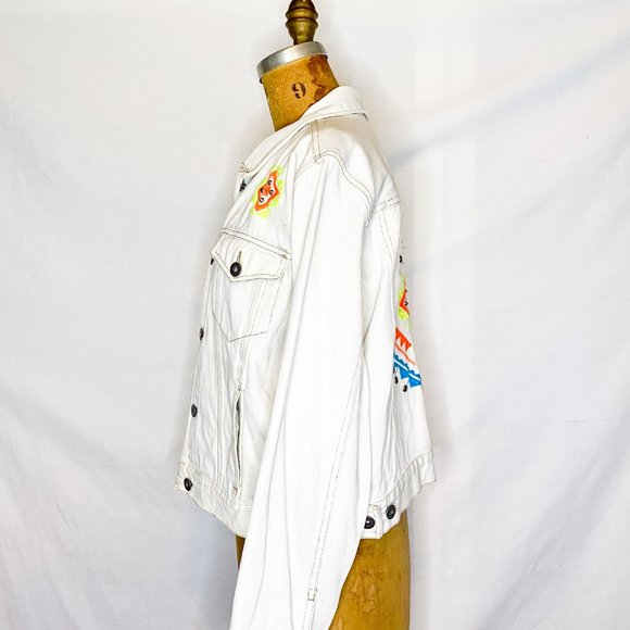 RARE Furst of A Kind Neon Embroidered Bleached Denim Jacket - Picture 5 of 6